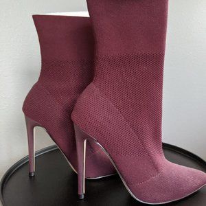 Steve Madden DOLAN Sock Booties (BORDEAUX)